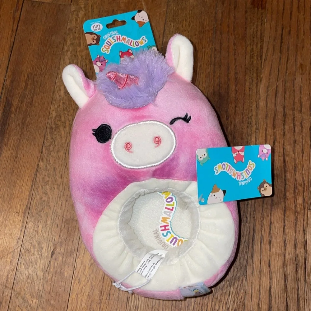•SQUISHMALLOWS•NWT LOLA THE UNICORN PLUSH SLIPPERS SHOE SIZE 11/12 BERRY PURPLE